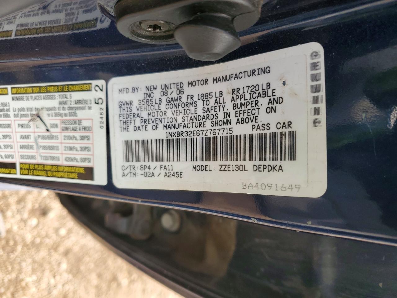2007 TOYOTA COROLLA