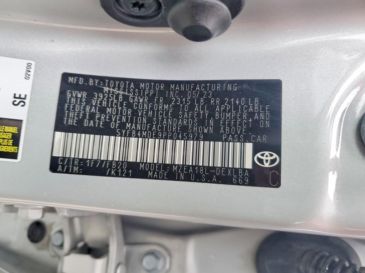 2023 TOYOTA COROLLA