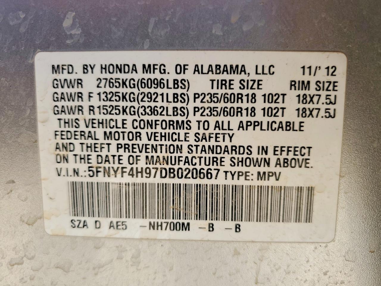 2013 HONDA PILOT