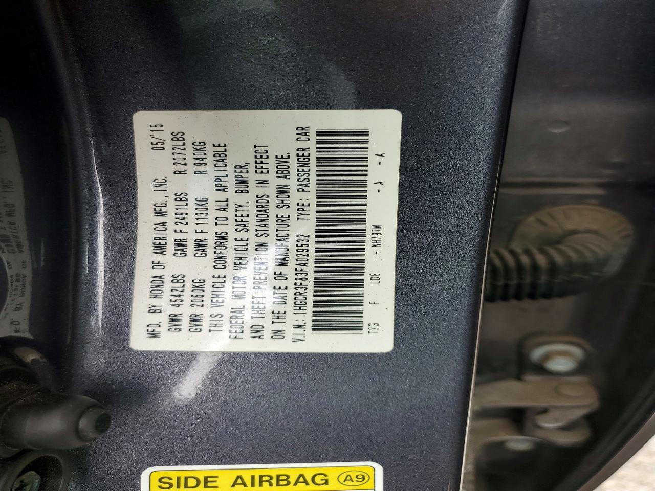 2015 HONDA ACCORD