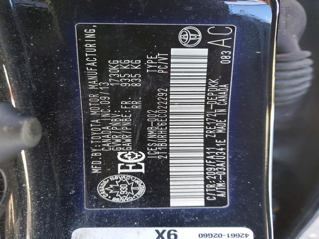 2014 TOYOTA COROLLA