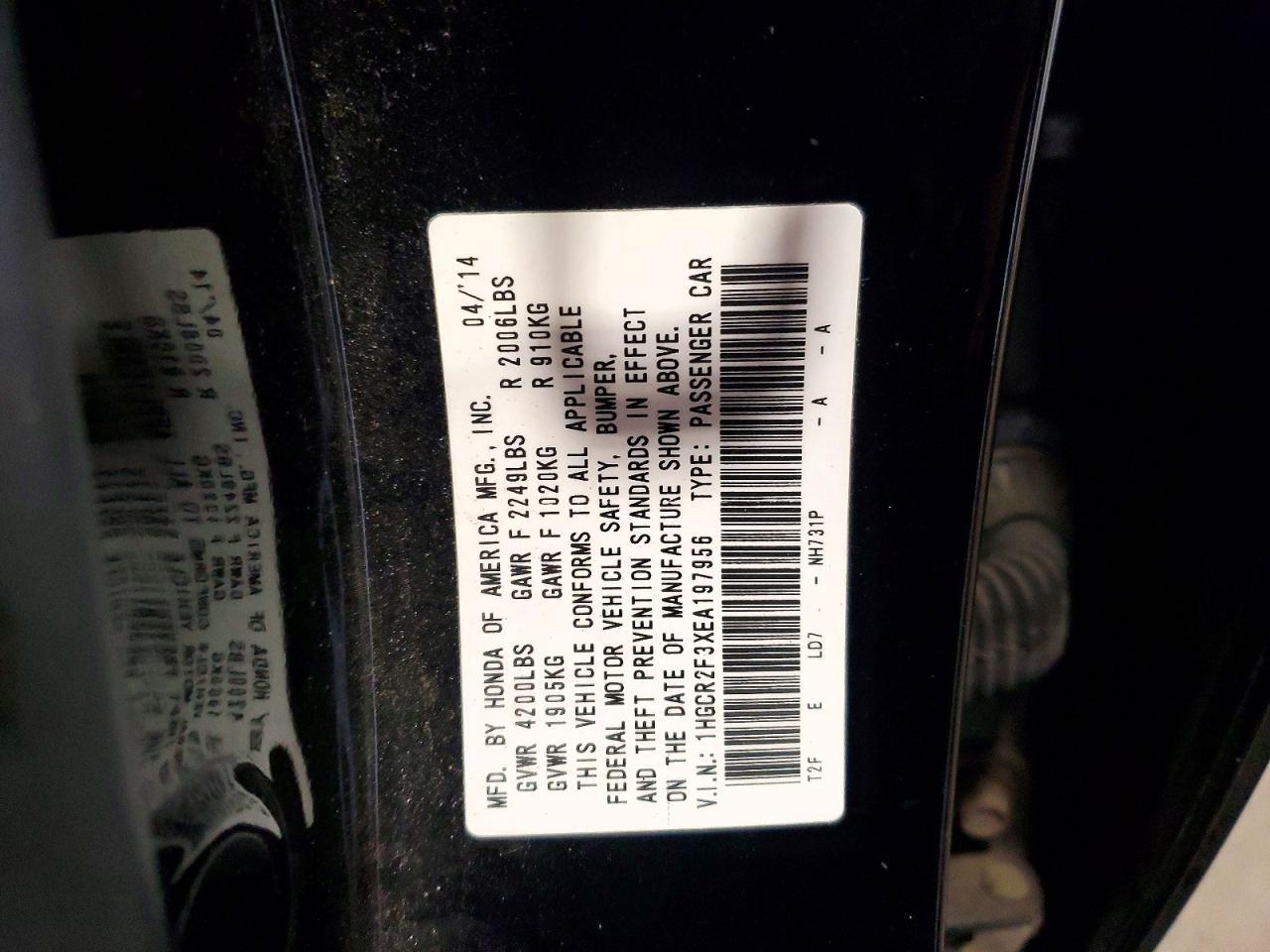 2014 HONDA ACCORD