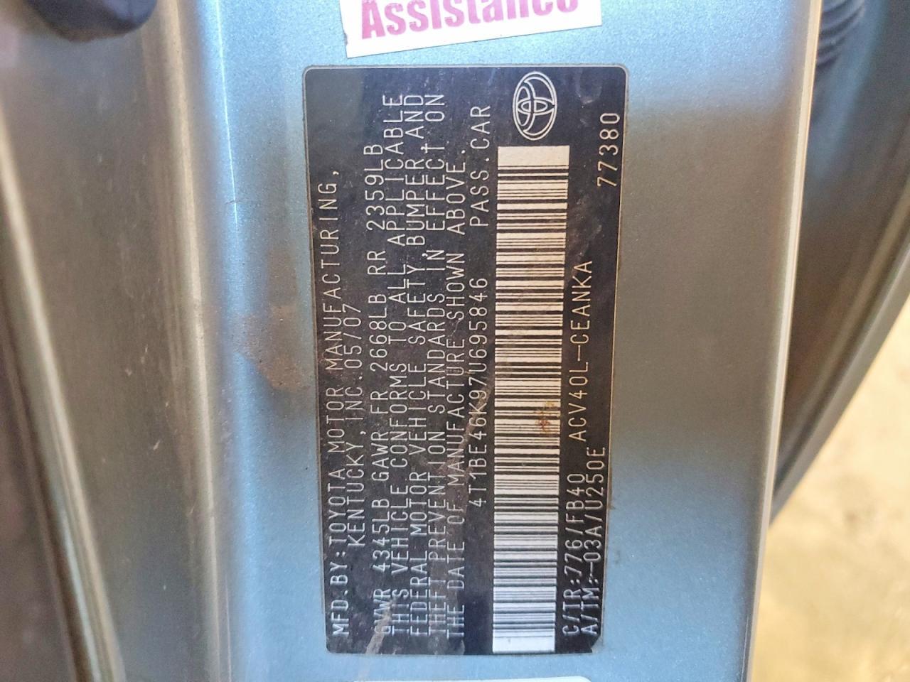 2007 TOYOTA CAMRY