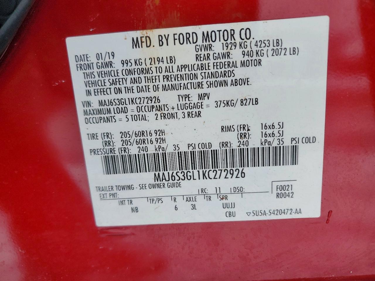 2019 FORD EcoSport