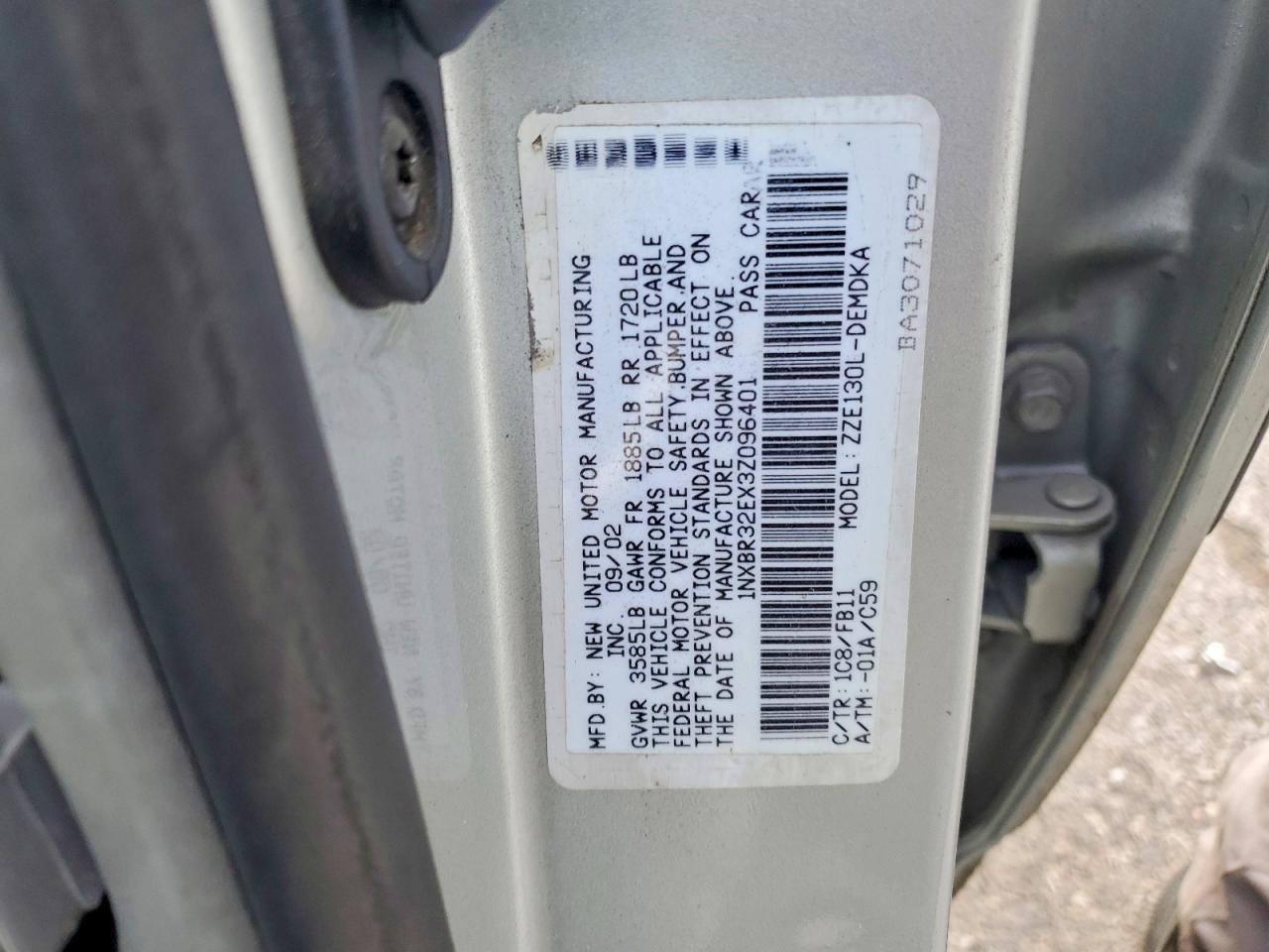 2003 TOYOTA COROLLA