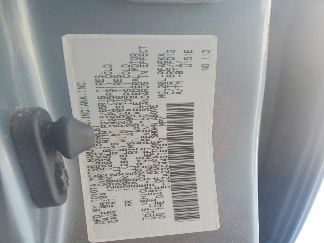 2004 TOYOTA SIENNA