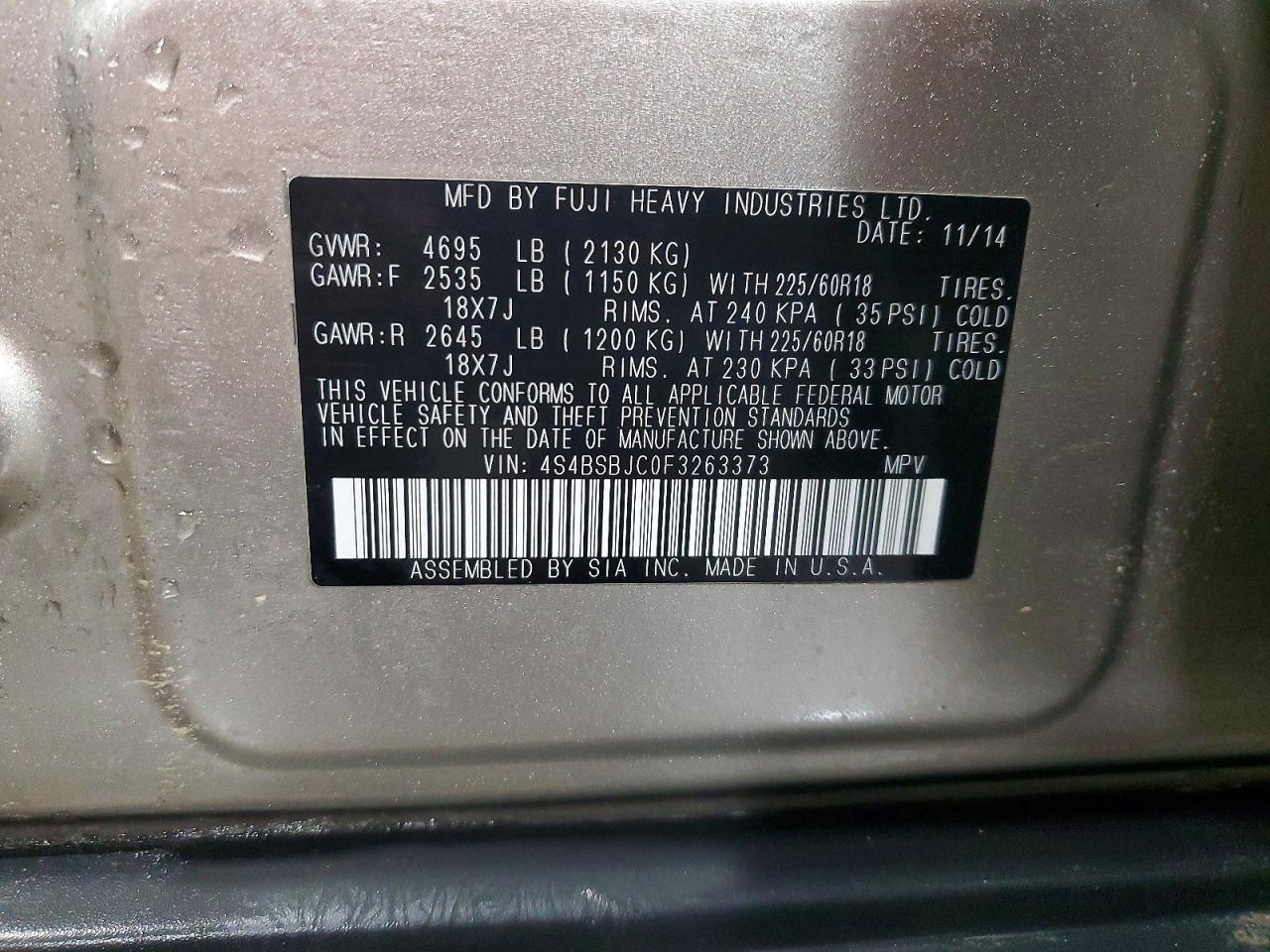 2015 SUBARU Outback