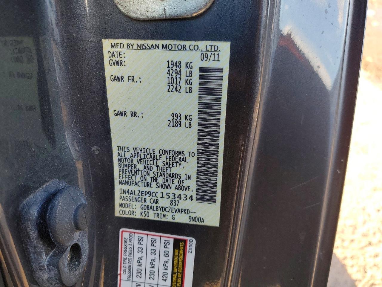 2012 NISSAN ALTIMA