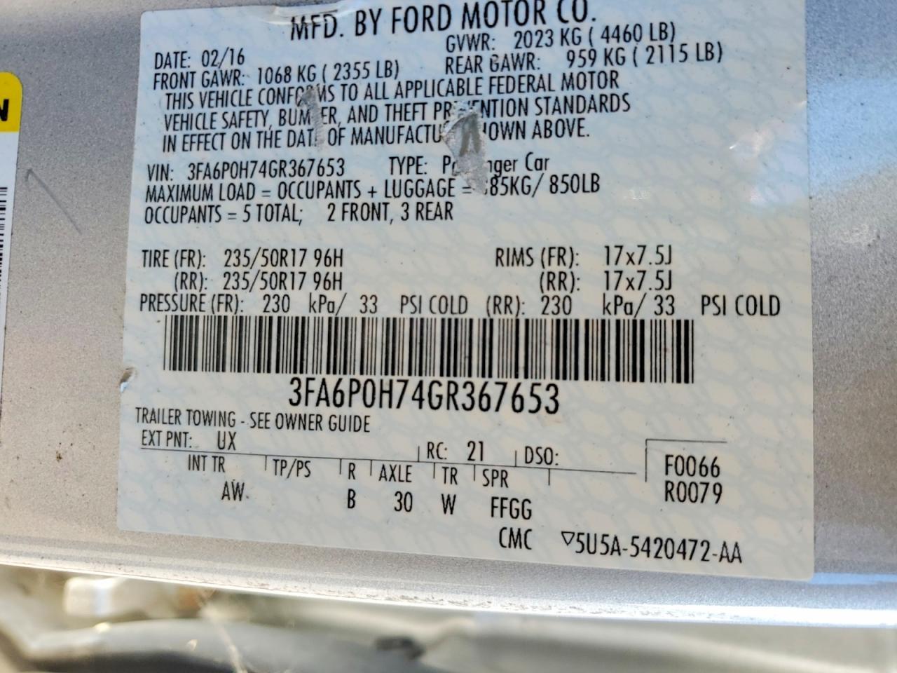 2016 FORD FUSION