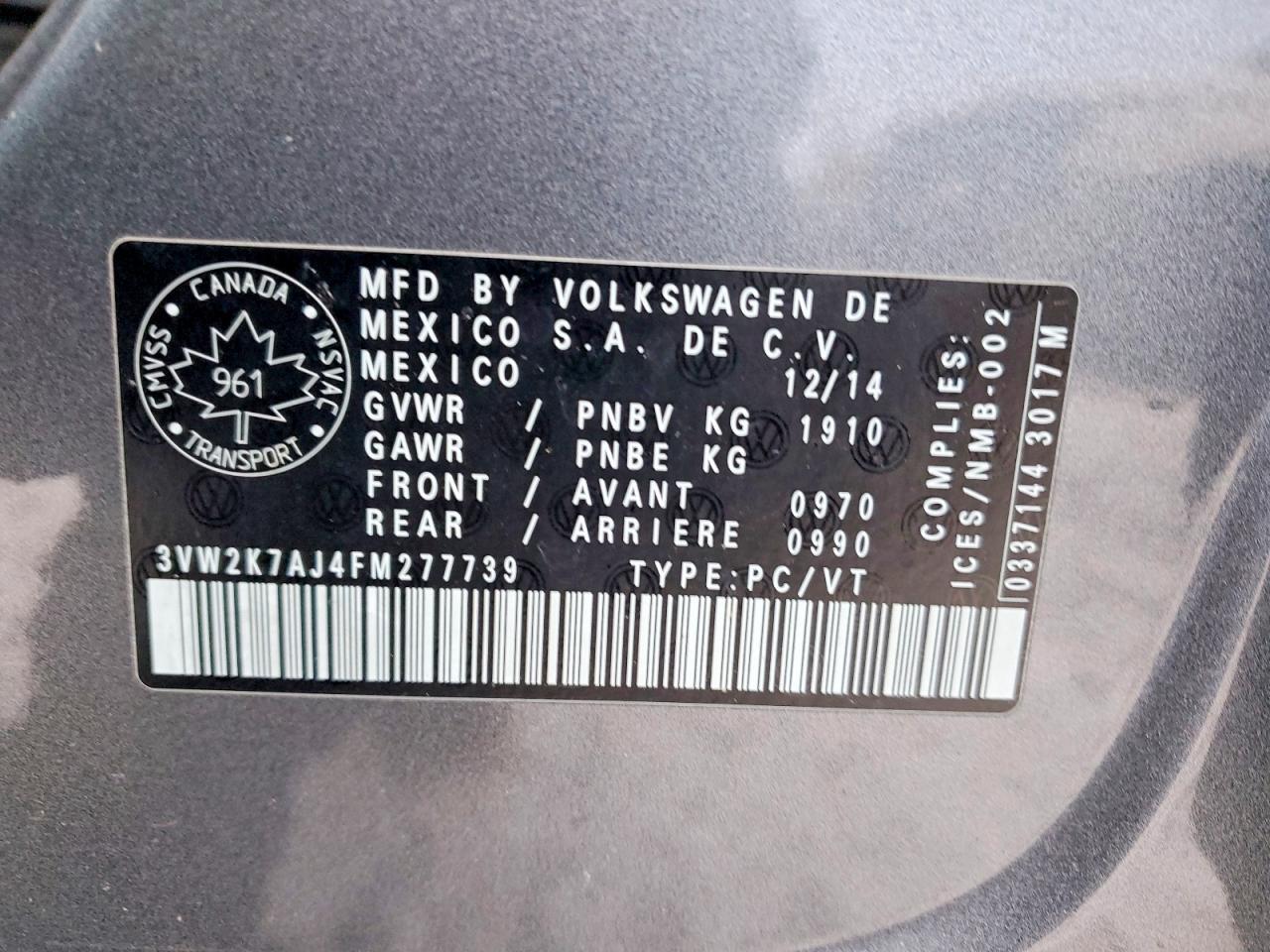 2015 VOLKSWAGEN JETTA
