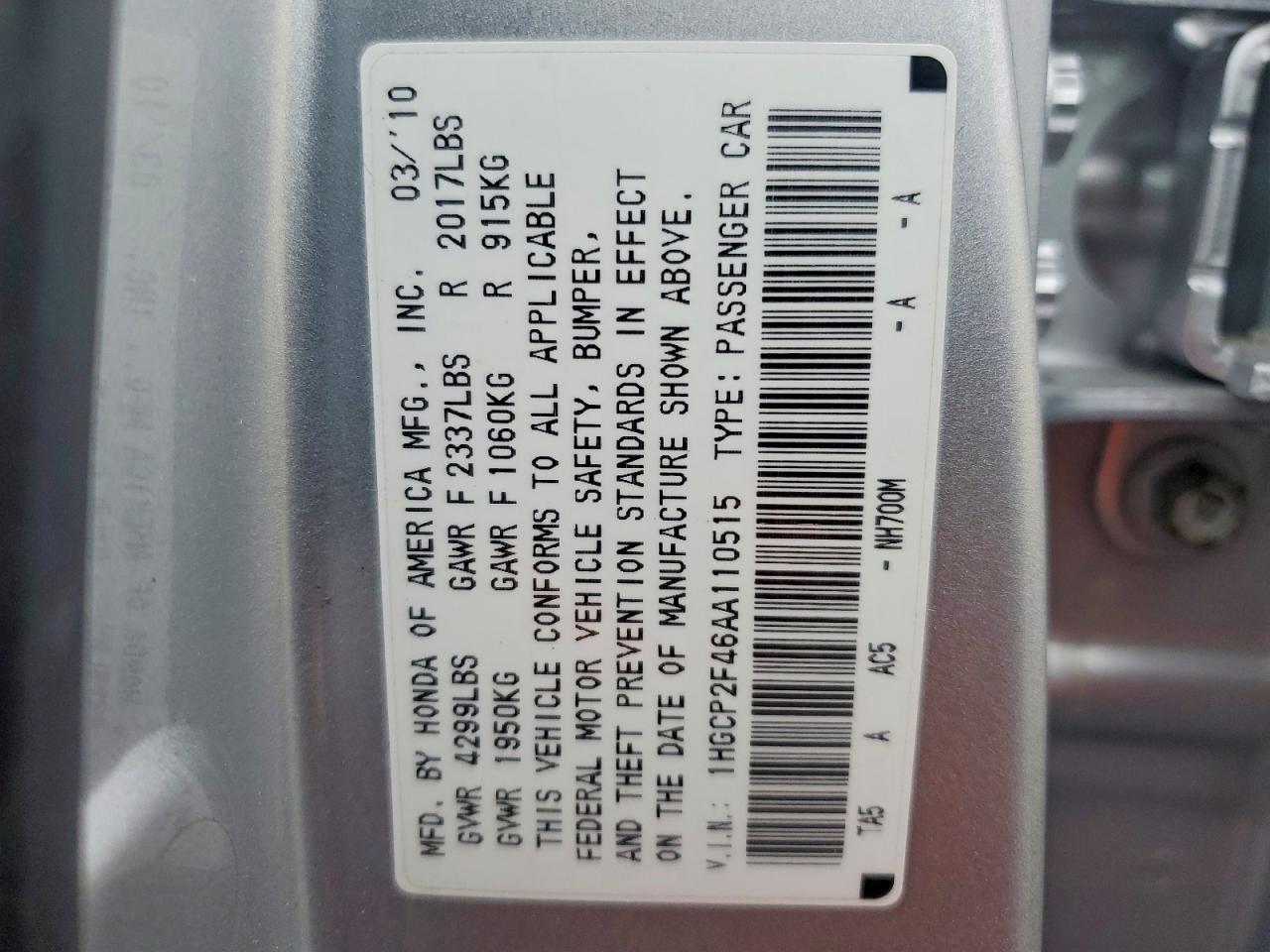2010 HONDA ACCORD