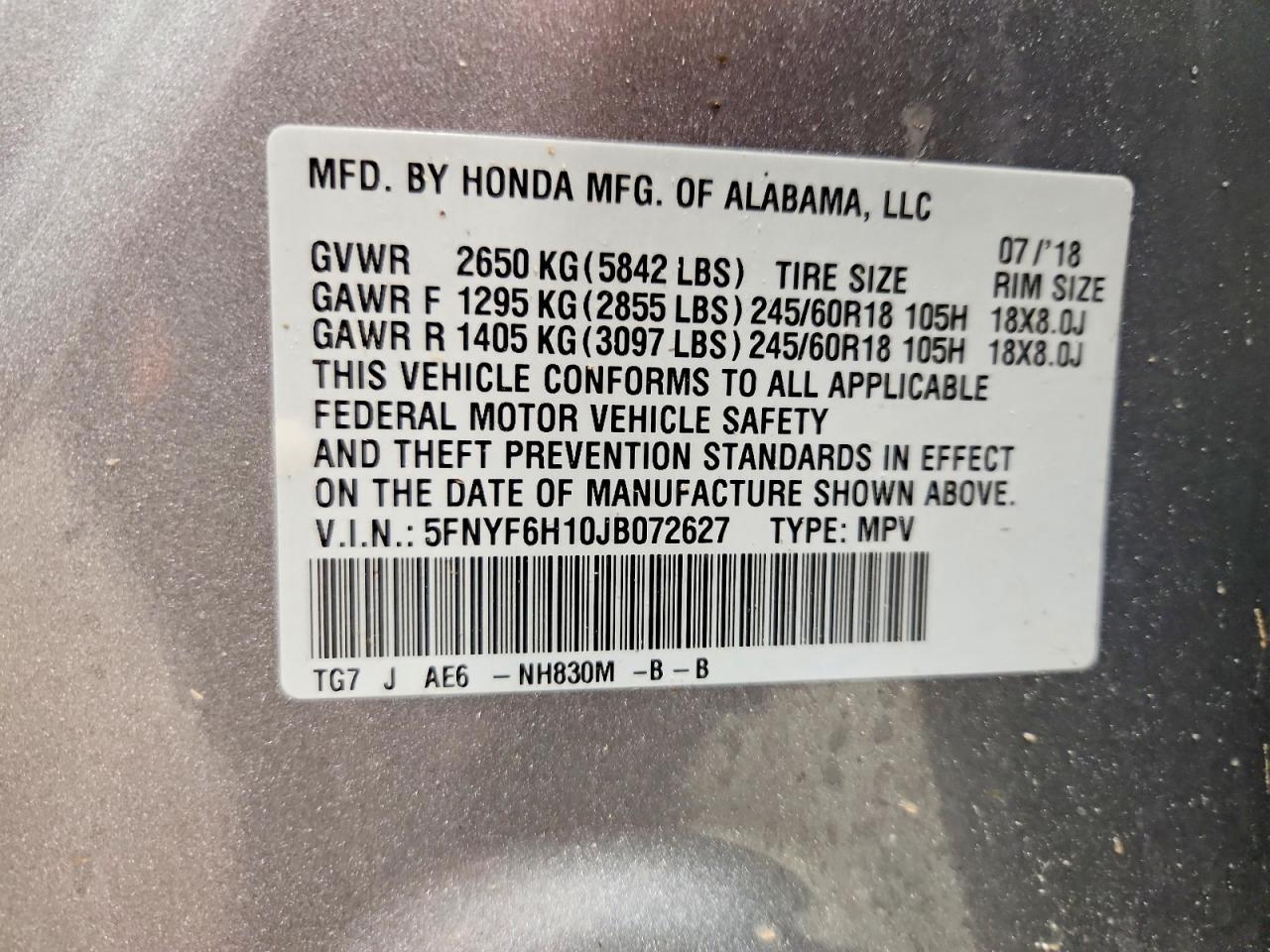 2018 HONDA PILOT
