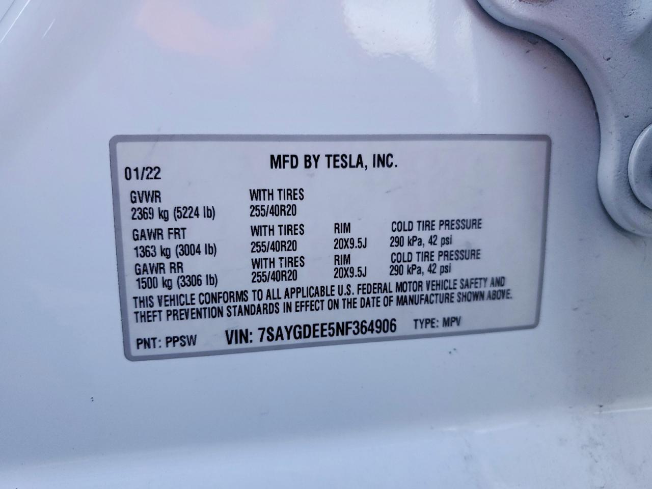 2022 TESLA MODEL Y