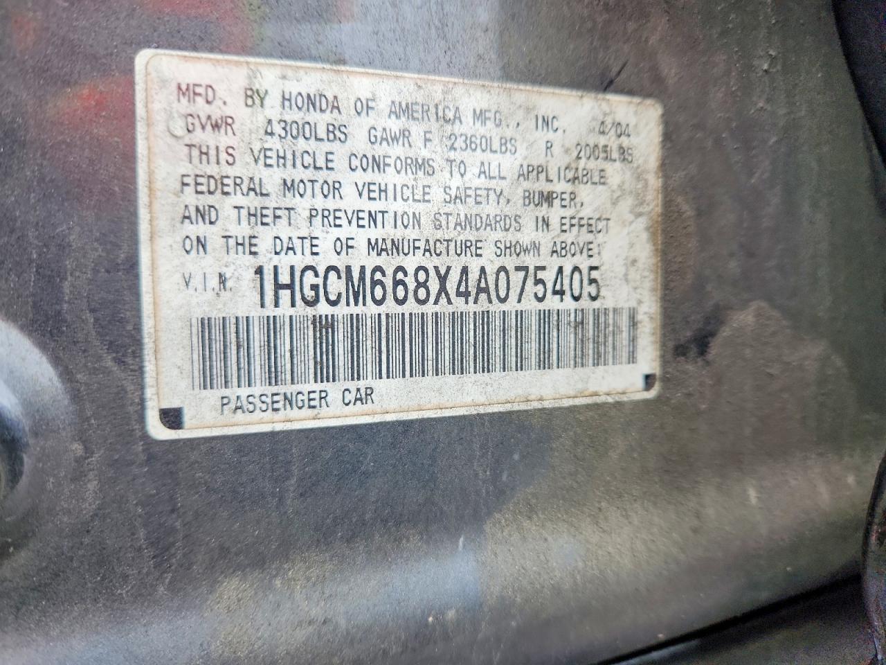 2004 HONDA ACCORD