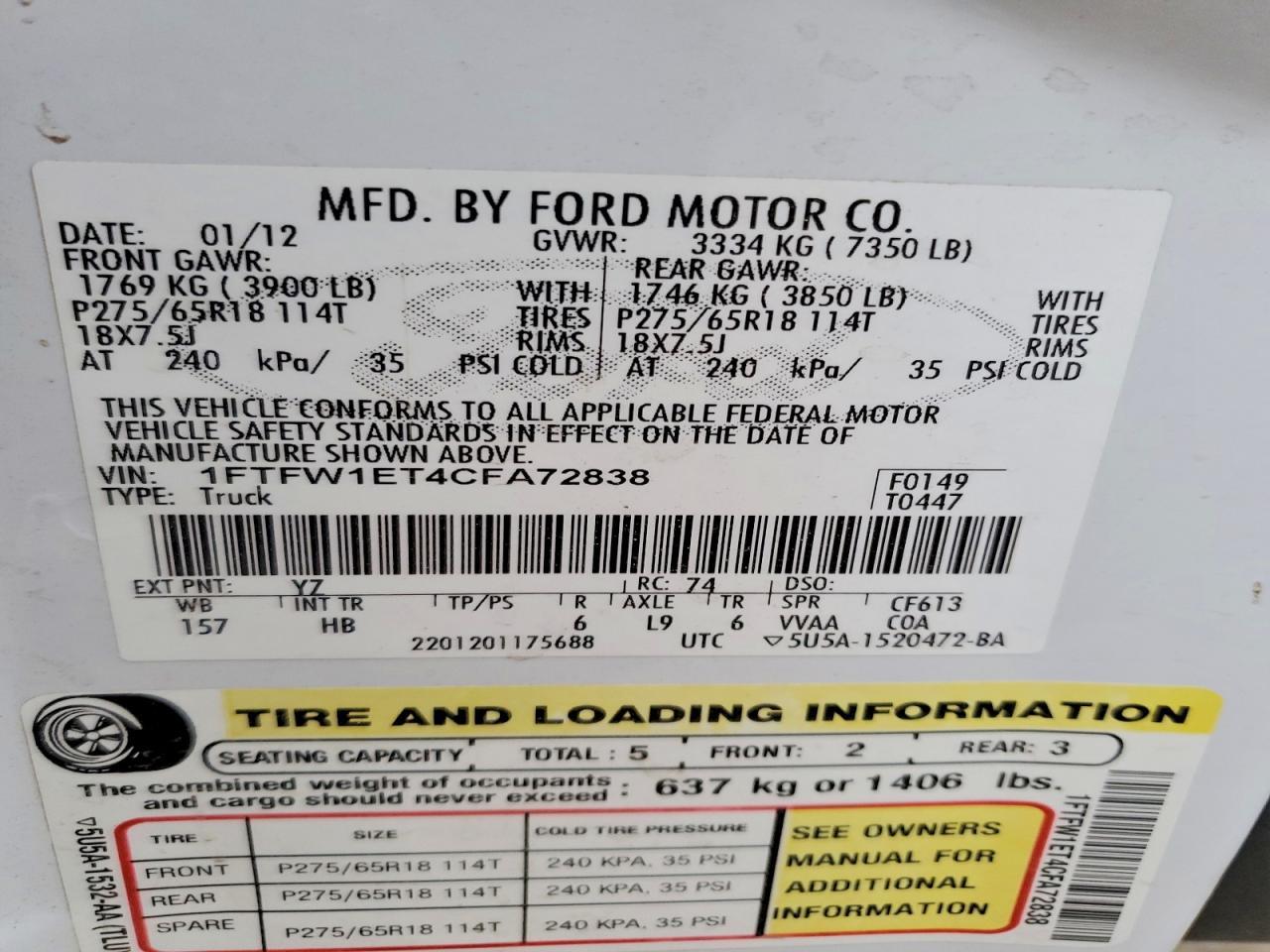 2012 FORD F-150