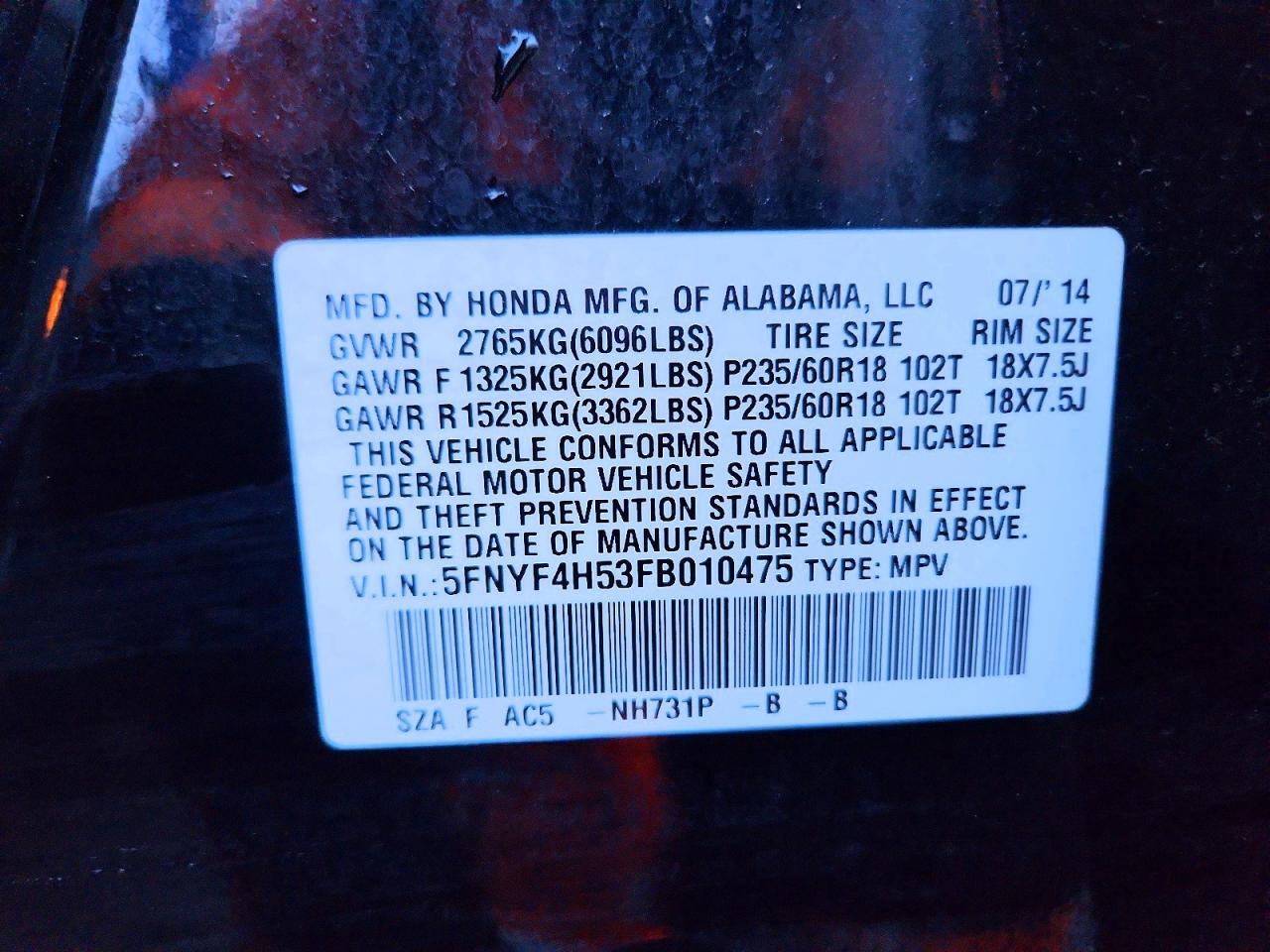 2015 HONDA PILOT