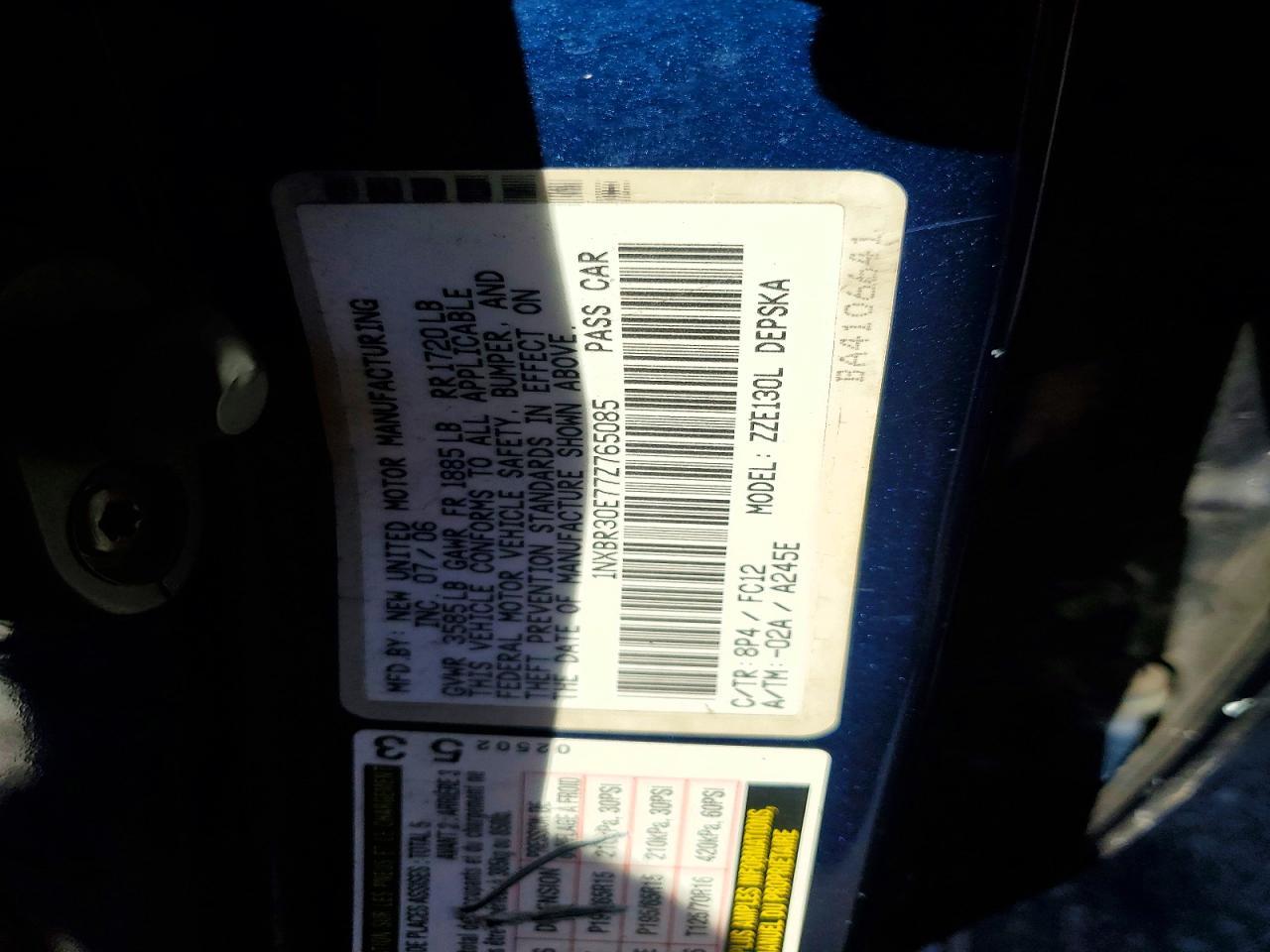 2007 TOYOTA COROLLA