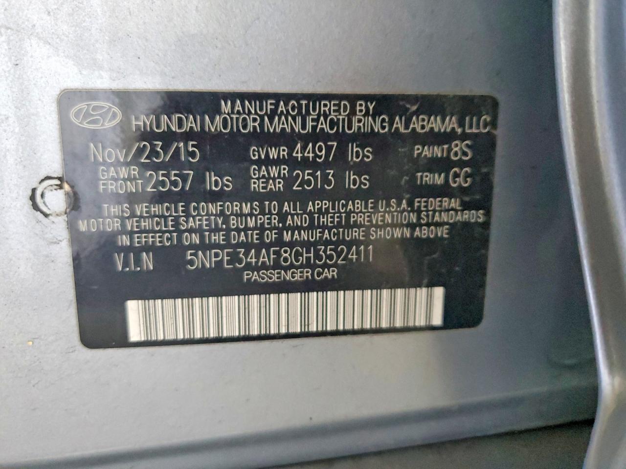 2016 HYUNDAI SONATA