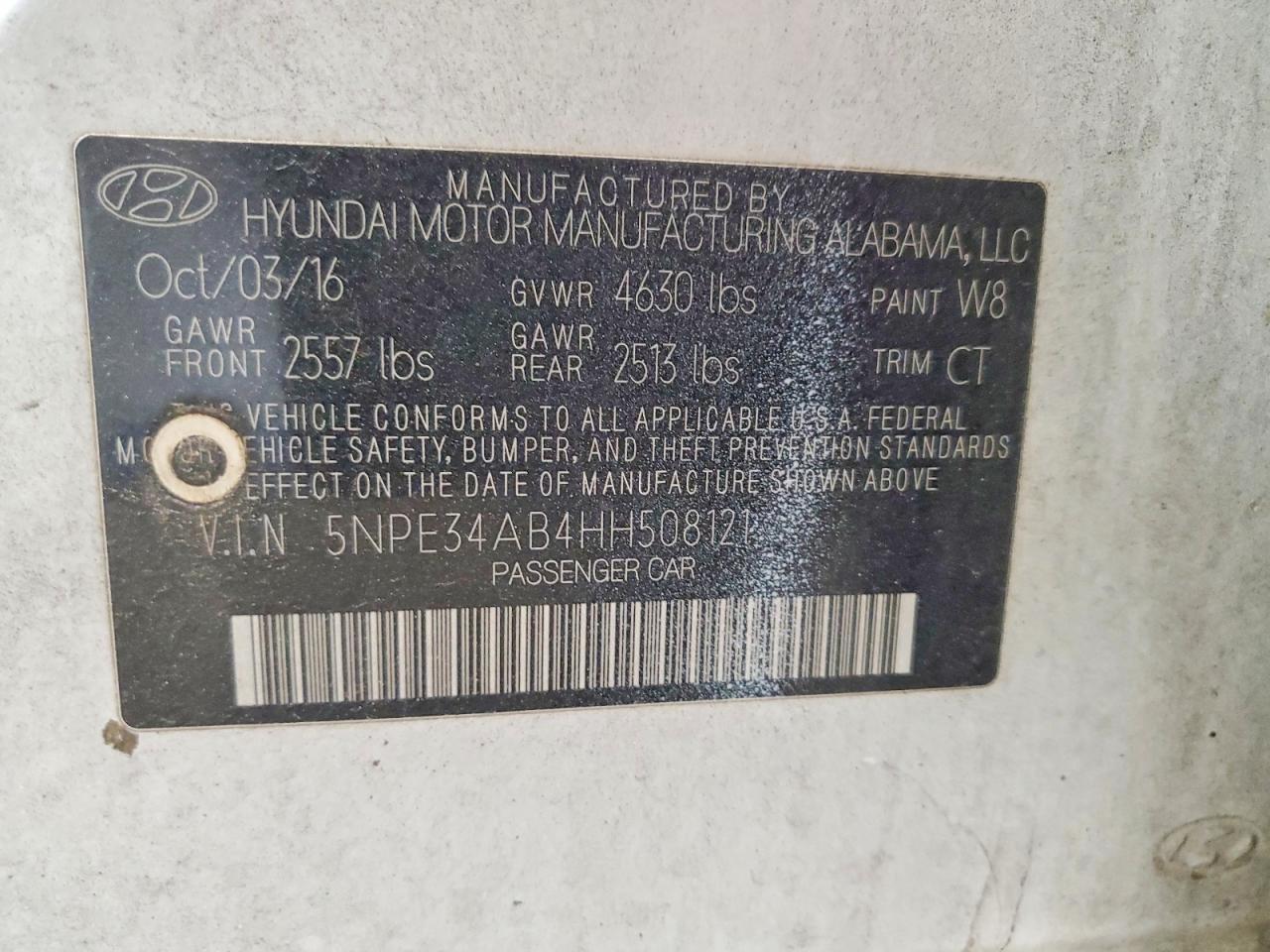 2017 HYUNDAI SONATA