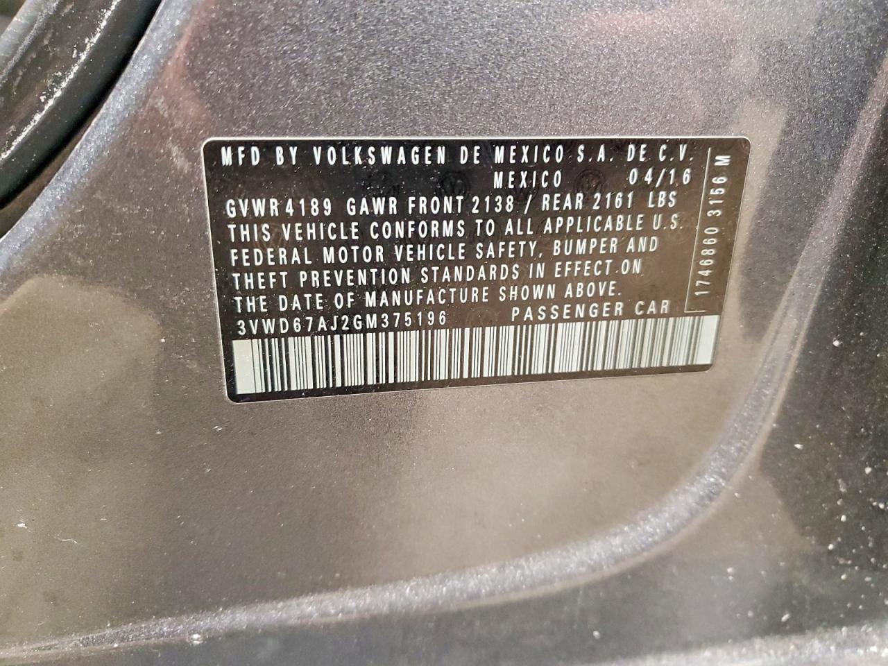 2016 VOLKSWAGEN JETTA