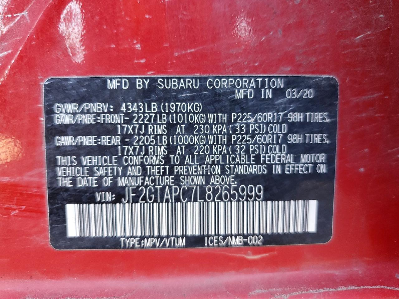 2020 SUBARU Crosstrek