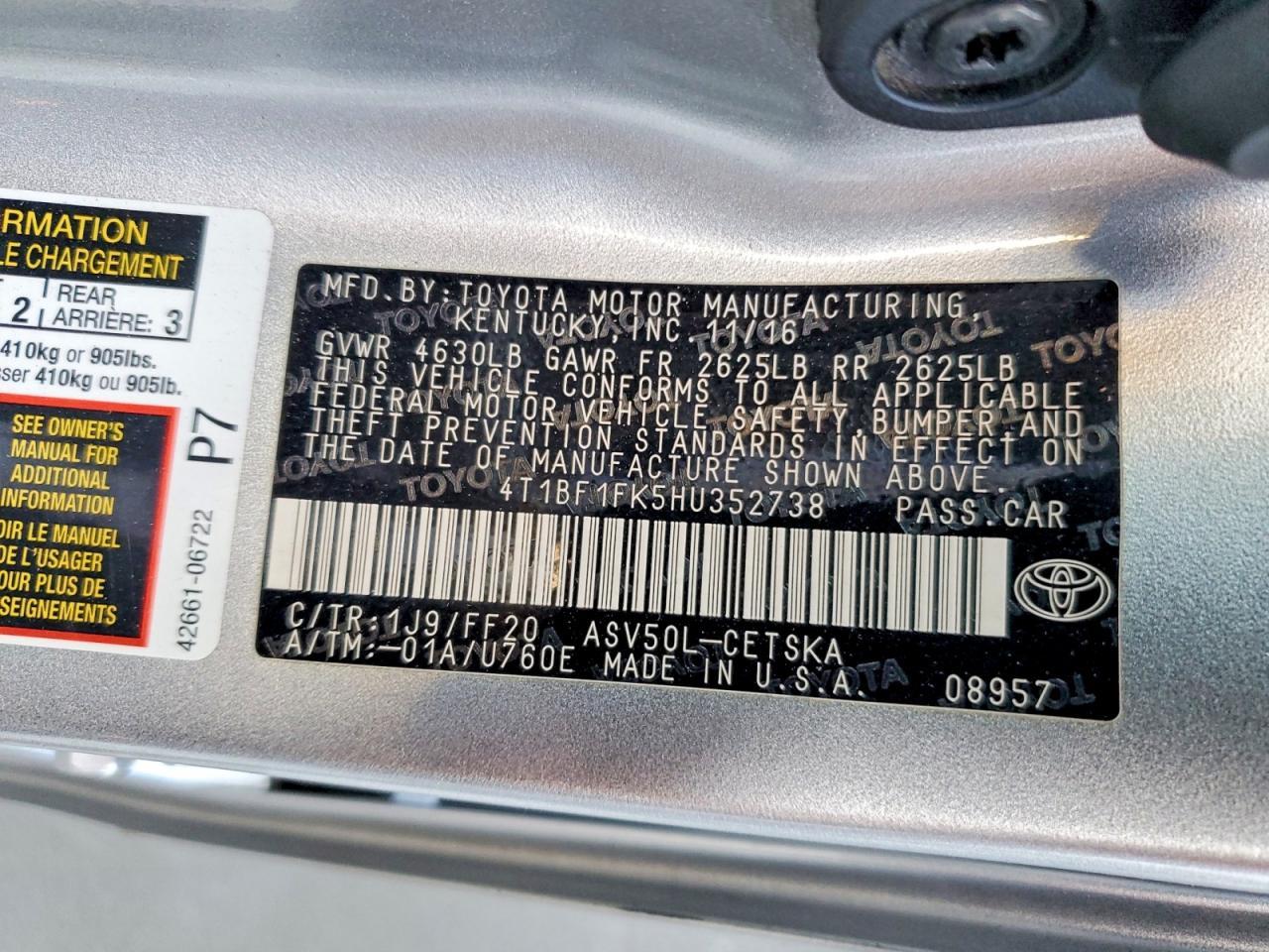 2017 TOYOTA CAMRY