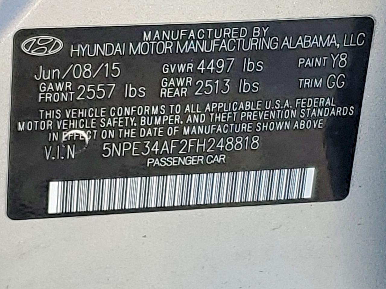 2015 HYUNDAI SONATA