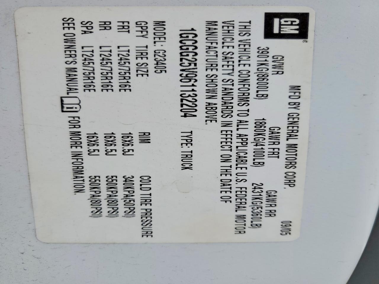 2006 CHEVROLET EXPRESS 2500