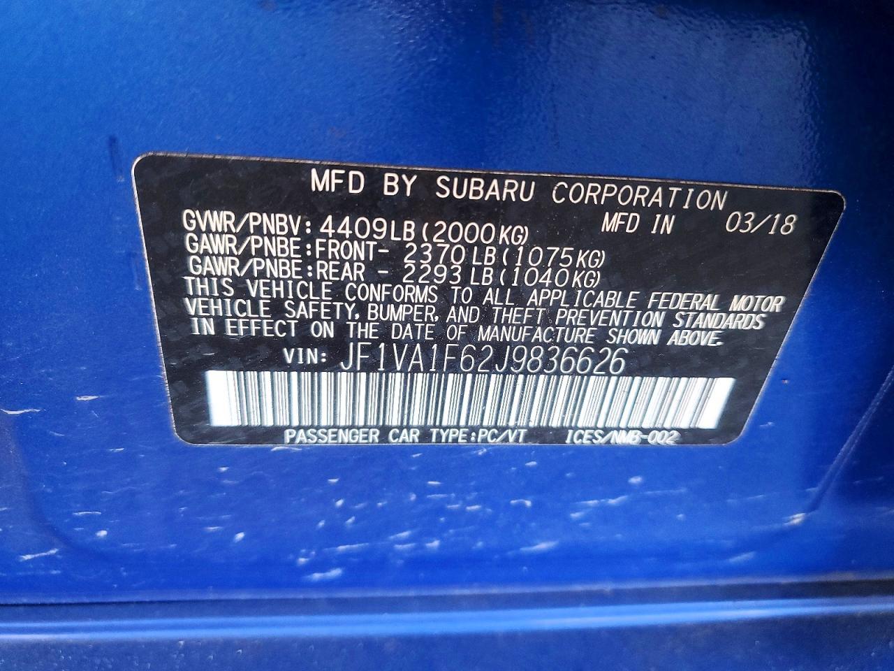 2018 SUBARU WRX