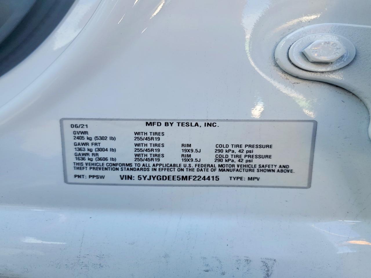 2021 TESLA MODEL Y