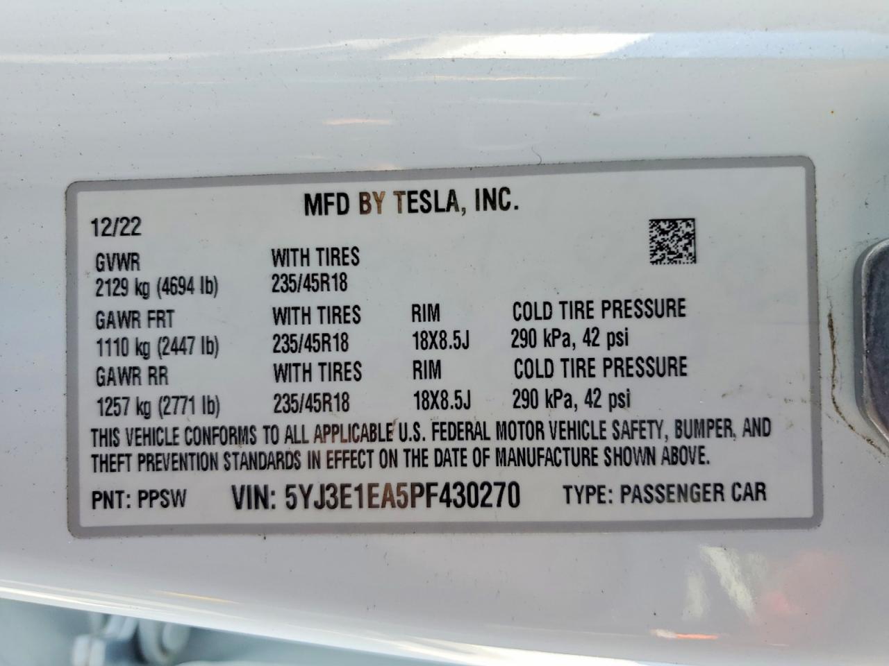 2023 TESLA MODEL 3