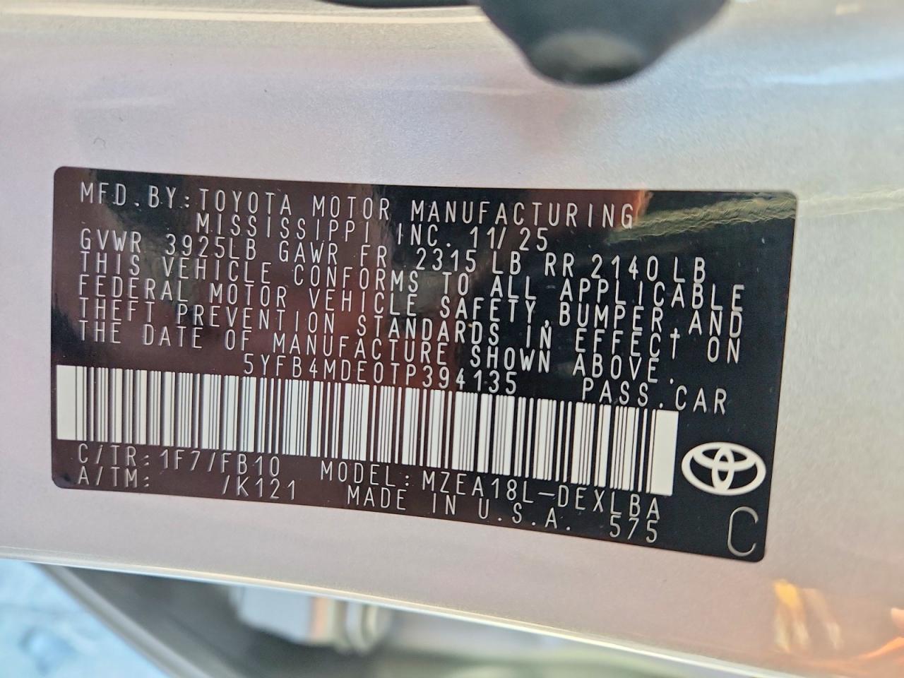 2026 TOYOTA COROLLA