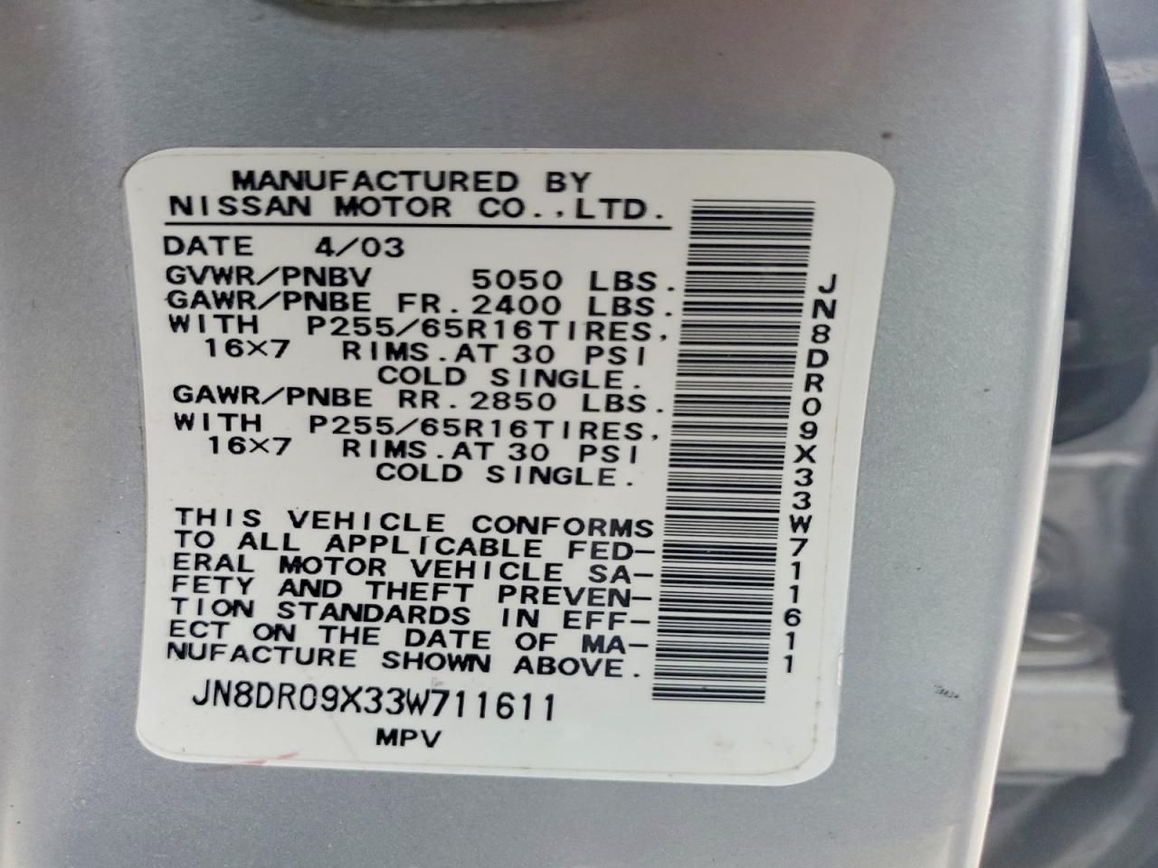 2003 NISSAN PATHFINDER