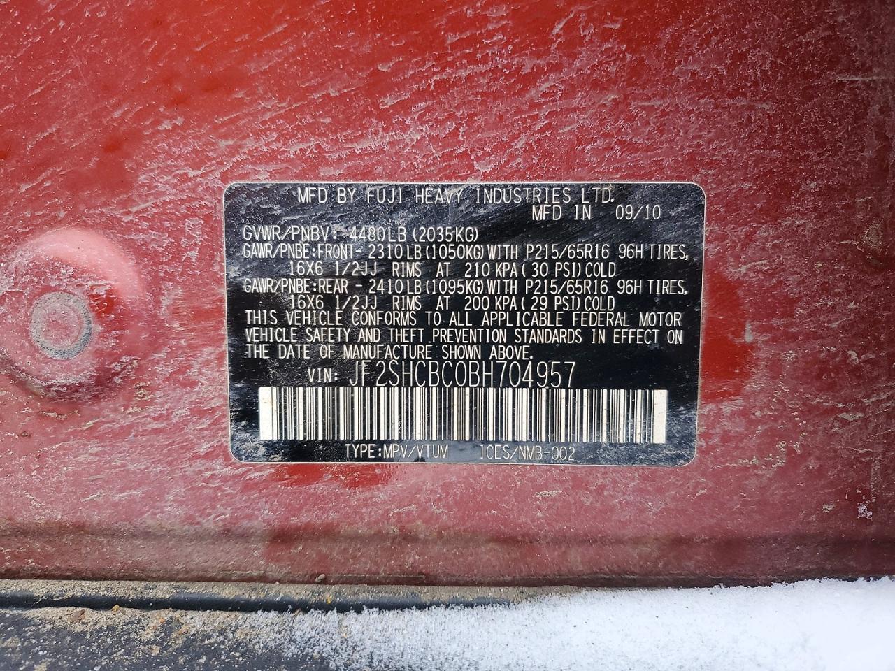 2011 SUBARU FORESTER