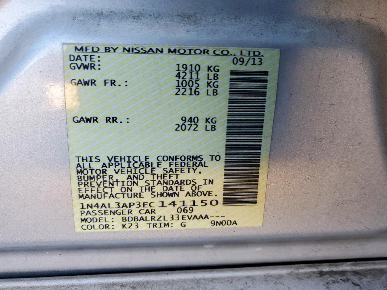 2014 NISSAN ALTIMA