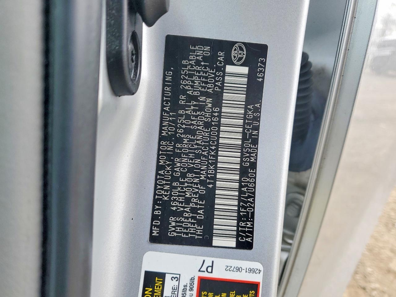 2012 TOYOTA CAMRY