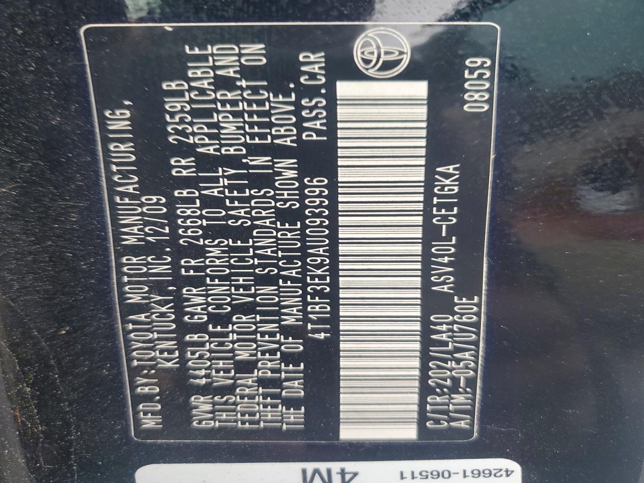 2010 TOYOTA CAMRY