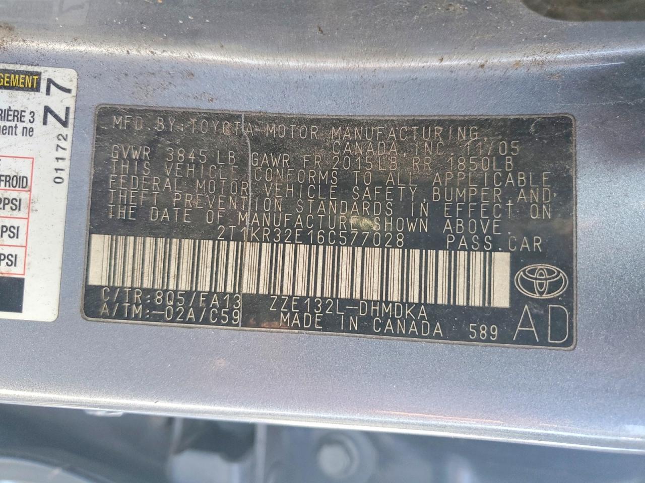 2006 TOYOTA COROLLA