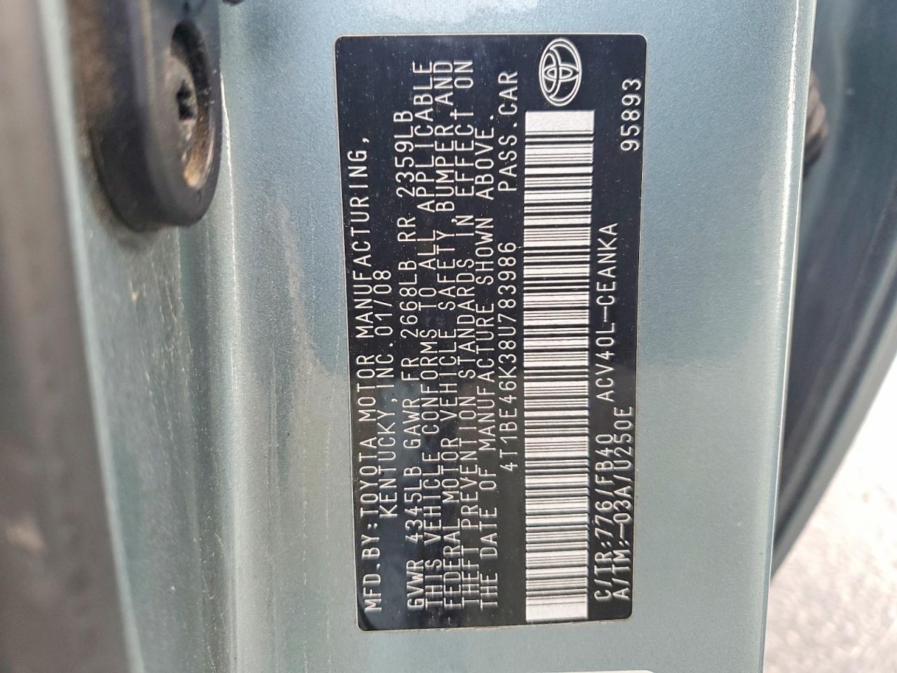 2008 TOYOTA CAMRY