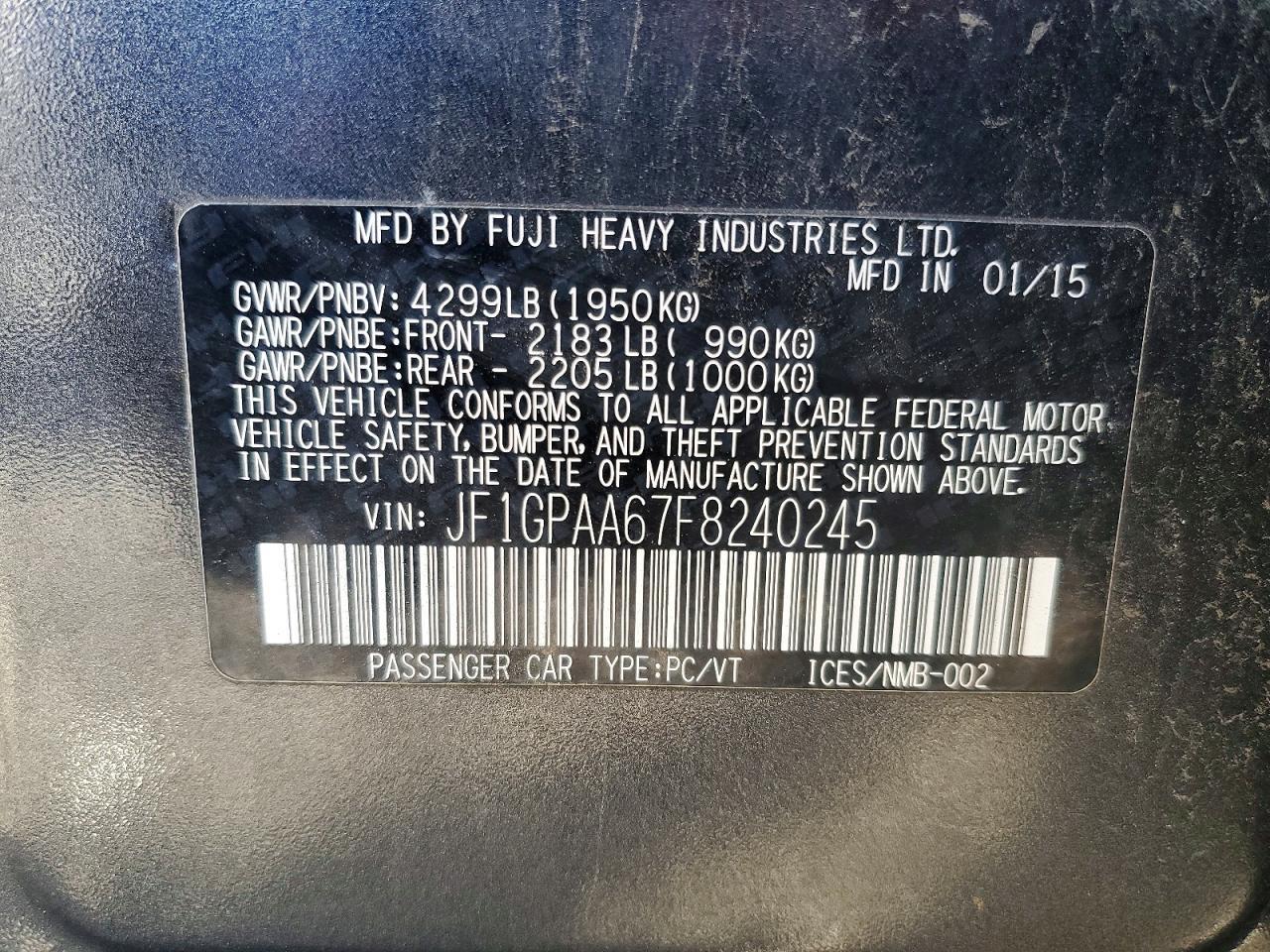 2015 SUBARU IMPREZA