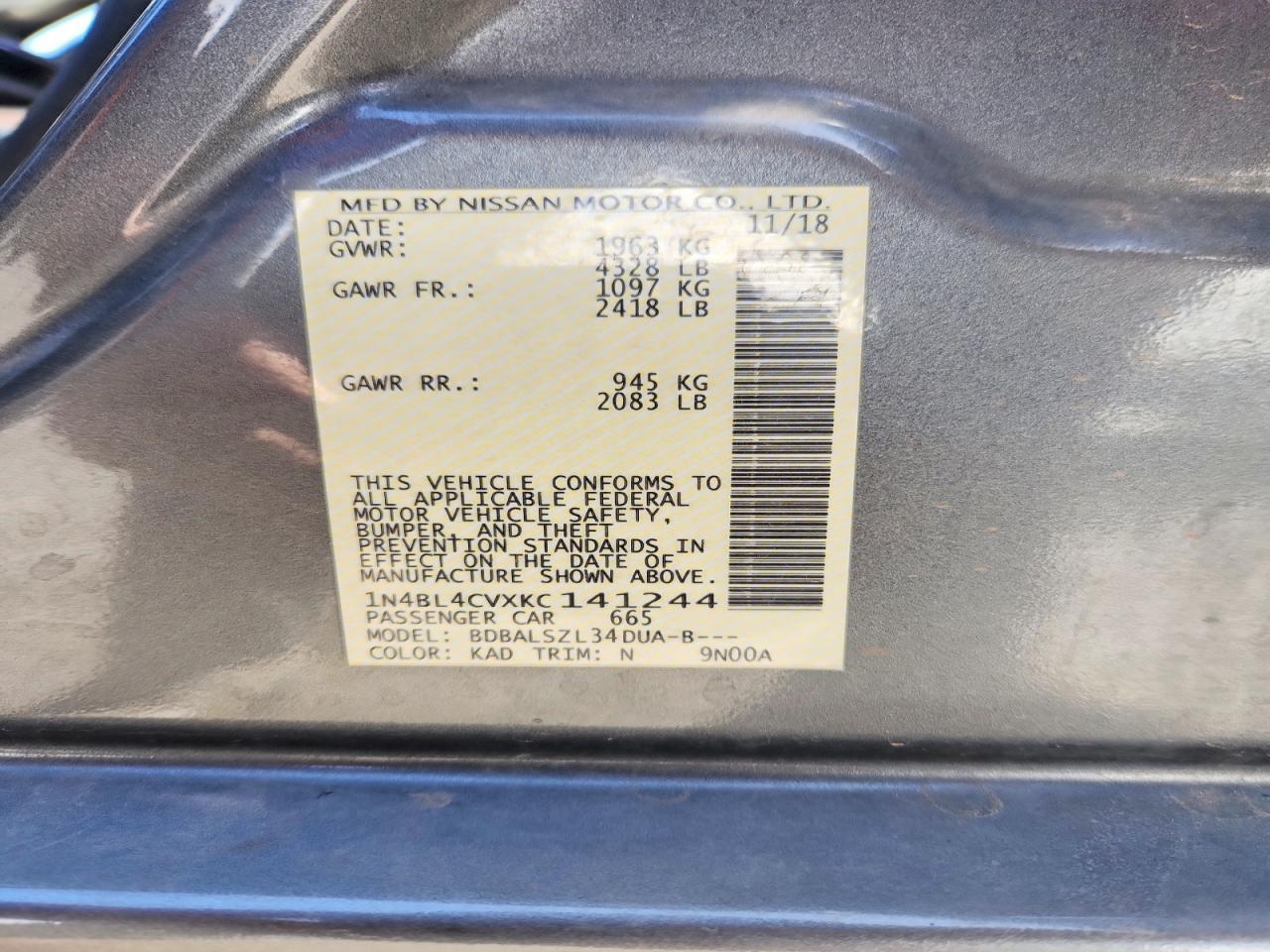2019 NISSAN ALTIMA