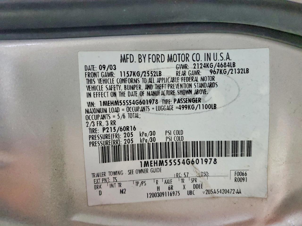 2004 MERCURY Sable