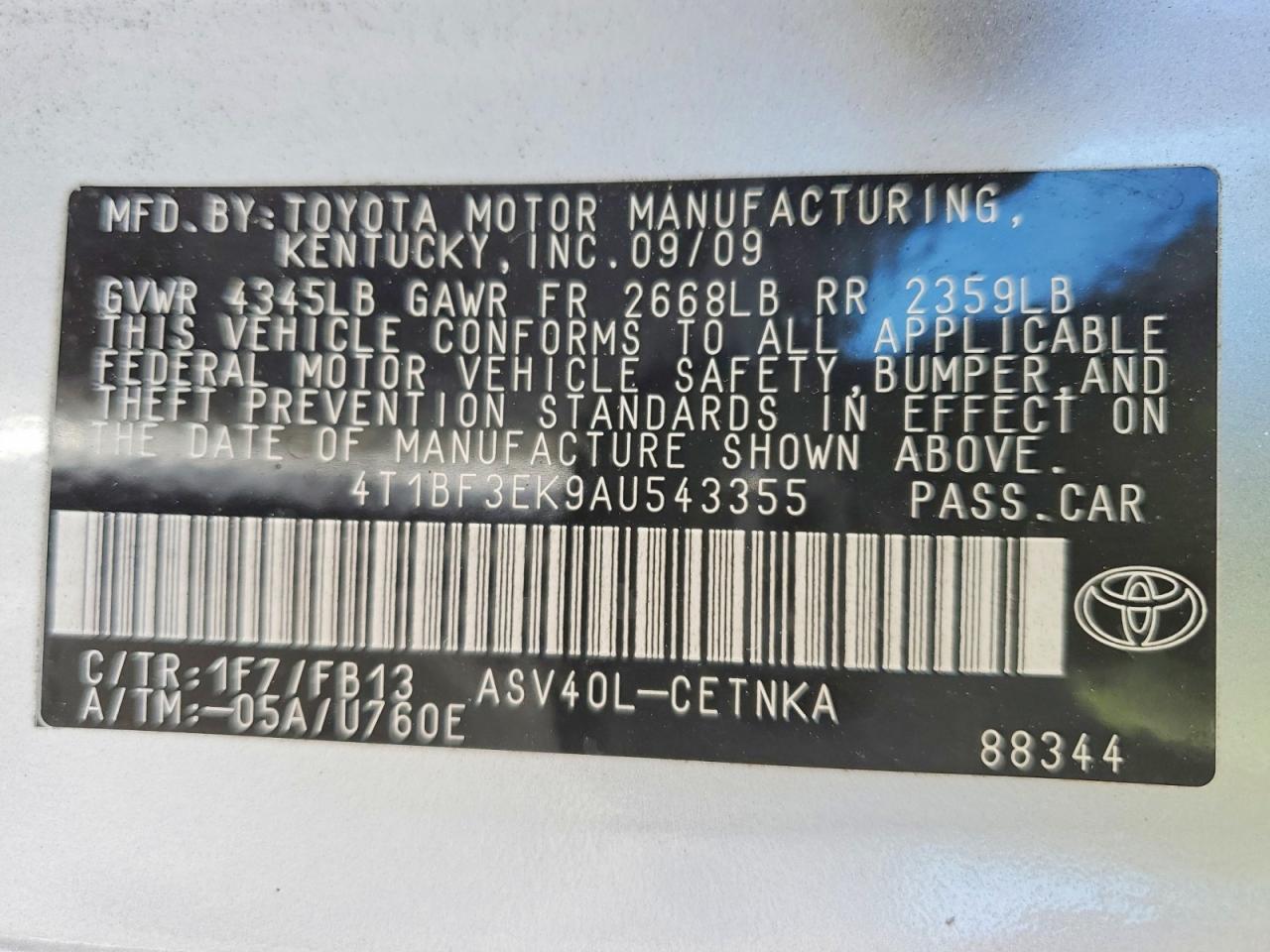 2010 TOYOTA CAMRY