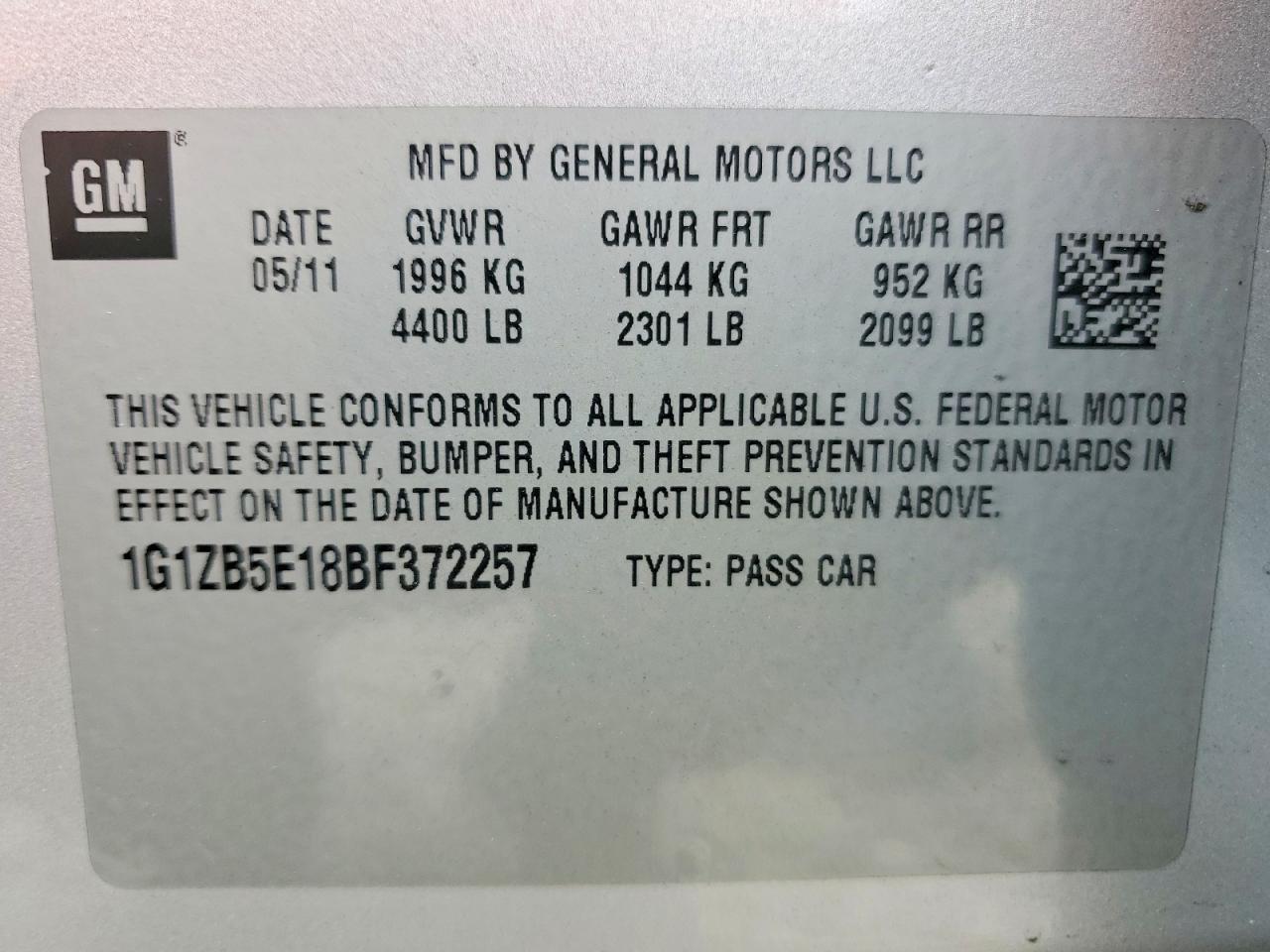 2011 CHEVROLET MALIBU