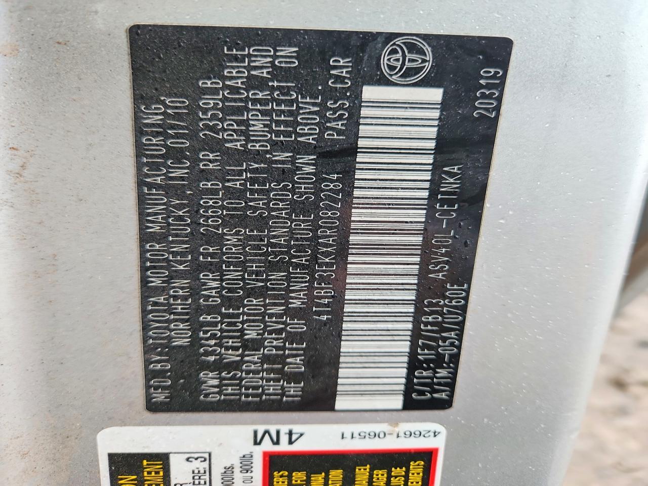 2010 TOYOTA CAMRY