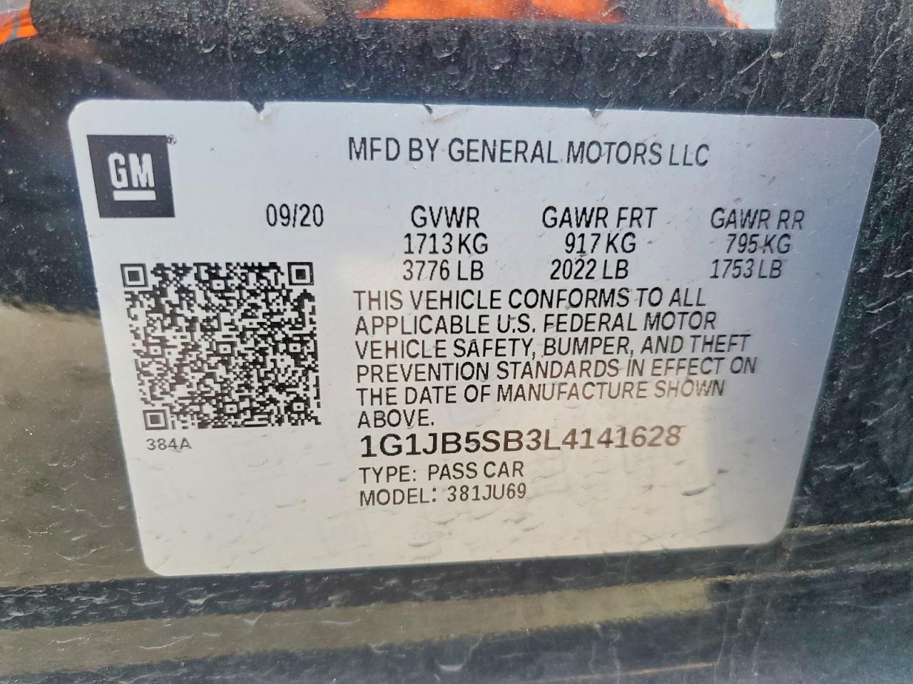 2020 CHEVROLET SONIC