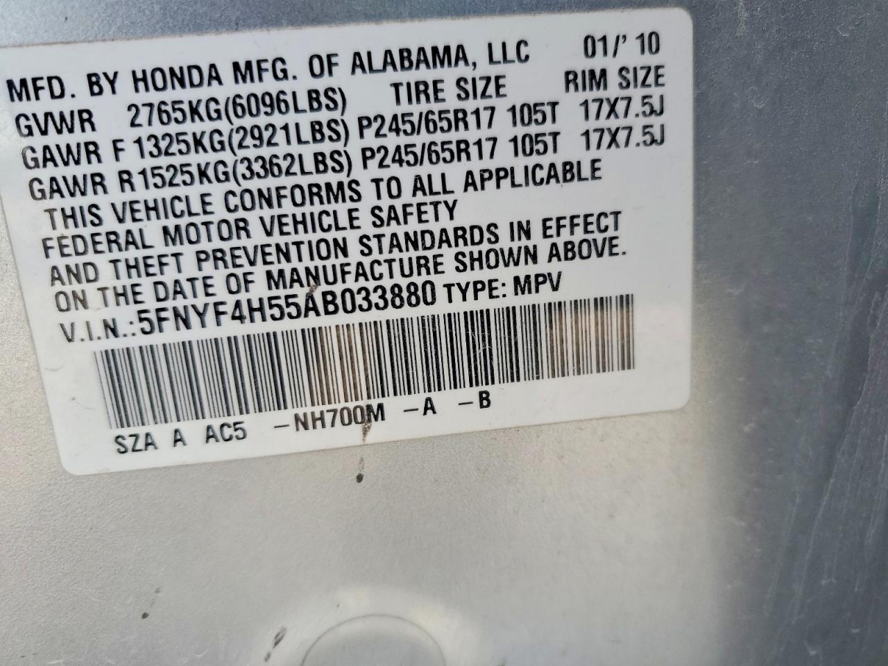 2010 HONDA PILOT