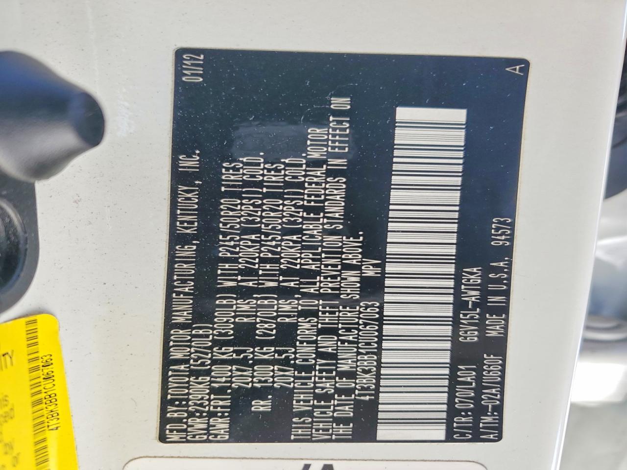 2012 TOYOTA VENZA