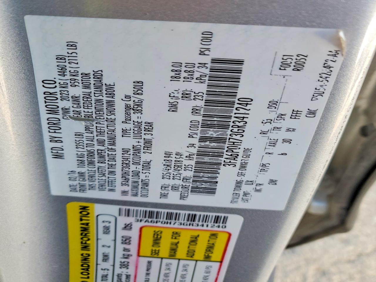 2016 FORD FUSION