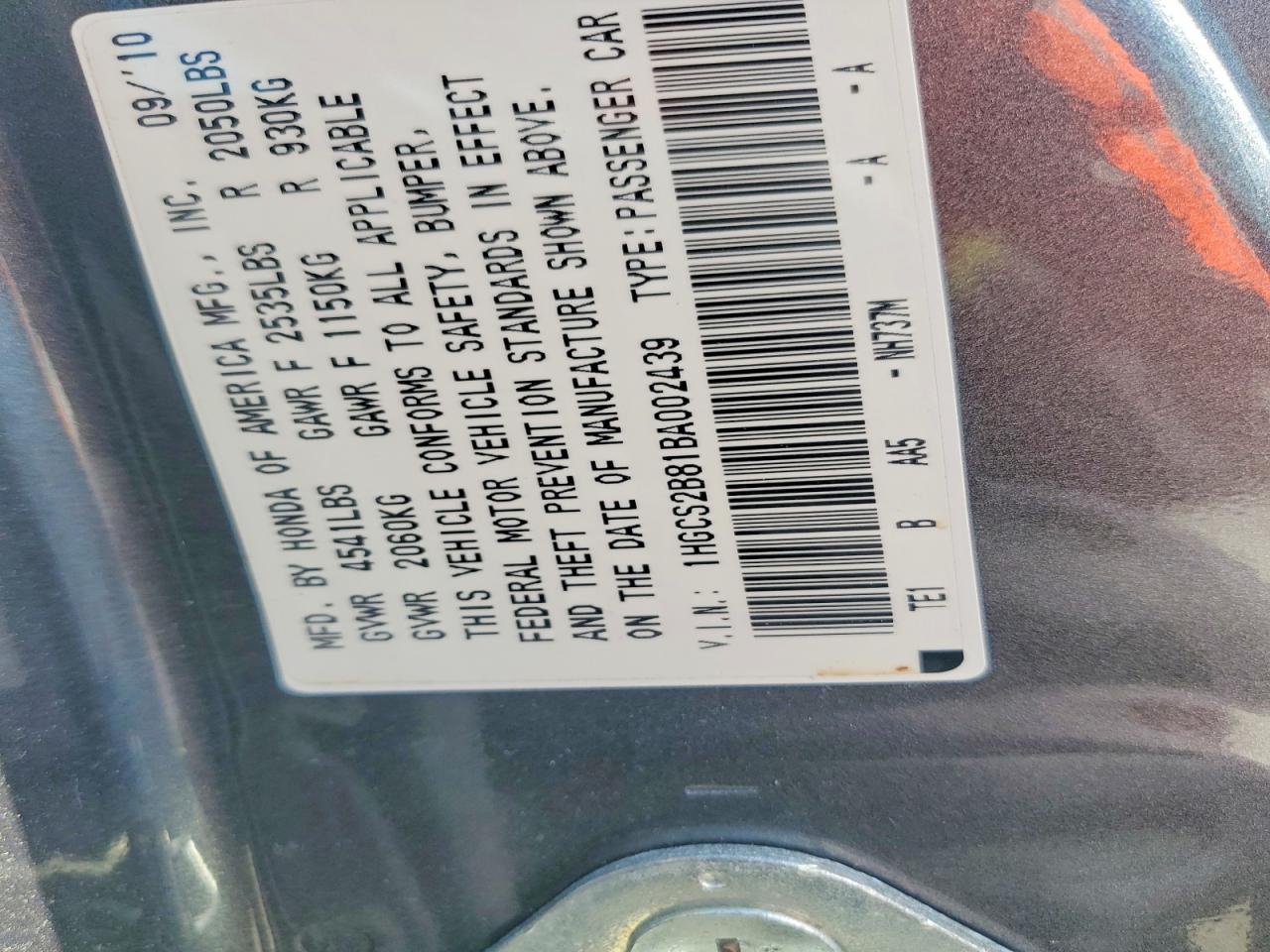 2011 HONDA ACCORD